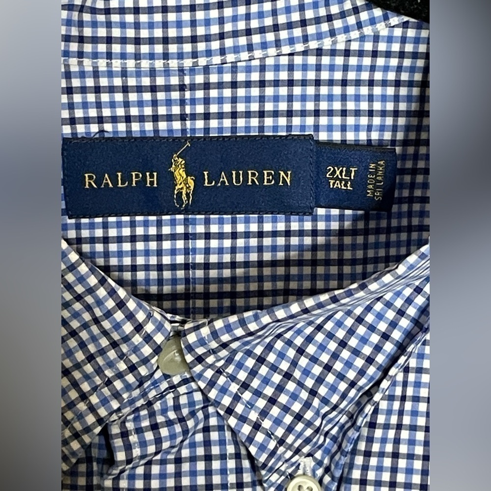 Polo Ralph Lauren Men's Check Blue Shirt, Size 2XLT- Blue​​​​​​​​​​​​​​​ - Picture 14 of 15